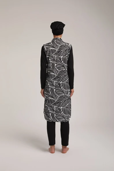 Chelly Kadın Yaprak Desenli Fermuarlı Tam Kapalı Tesettür Mayo T 5490 T5495 - Resim 8