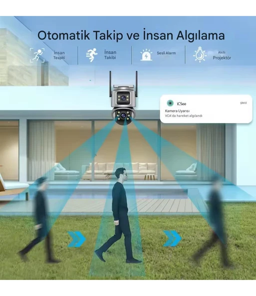 XMCAM 4'lü Güvenlik Kamera Seti Dual Lens WiFi Kayıt Cihazı 1TB HDD Gece Görüşlü Su Geçirmez - 4