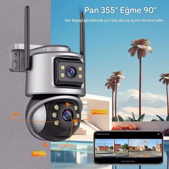 ViVa232 Wifi 6mp Dual Lens Ip 360° Akıllı Güvenlik Kamerası 128 GB Hareketli Kablosuz Gece Görüşü Kişi Takibi Türkçe Sesli Görüşme Dış Iç Kamera - 6