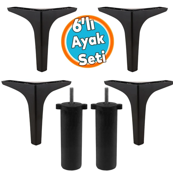Lüks Mobilya Kanepe Sehpa TV Ünitesi Koltuk Ayağı 17 cm Siyah Baza Ayak ürün görseli