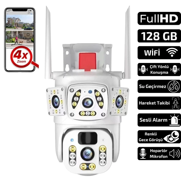O-Kam 3017 Wifi 6mp Dual Lens Ip Güvenlik Kamerası 128 GB| Hareketli Kablosuz, Gece Görüşü, Kişi Takibi, Türkçe Sesli Görüşme Dış iç Kamera