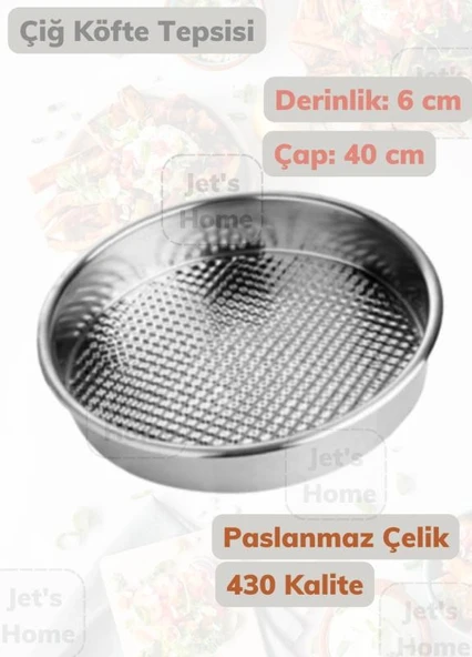 Çiğ Köfte Tepsisi 40 cm Paslanmaz Çelik