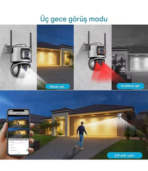XMCAM 2'li Güvenlik Kamera Seti Dual Lens WiFi Kayıt Cihazı 500GB HDD Gece Görüşlü Su Geçirmez - 7