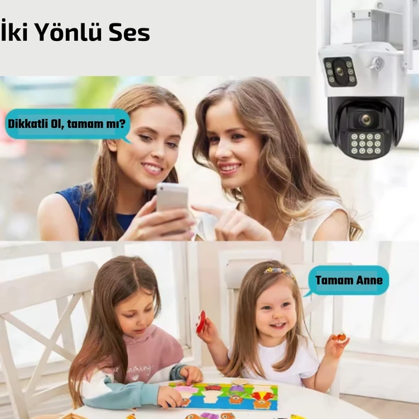 O-Kam 6015 Wifi 6mp Dual Lens Ip Güvenlik Kamerası 128 GB| Hareketli Kablosuz, Gece Görüşü, Kişi Takibi, Türkçe Sesli Görüşme Dış Iç Kamera - 4