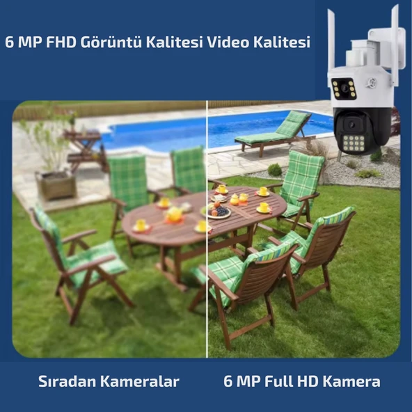 O-Kam 6015 Wifi 6mp Dual Lens Ip Güvenlik Kamerası 128 GB| Hareketli Kablosuz, Gece Görüşü, Kişi Takibi, Türkçe Sesli Görüşme Dış Iç Kamera - 6