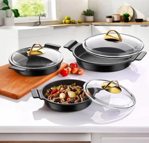 Lavonni 6 parça Döküm Cam Kapklı Sahan Set