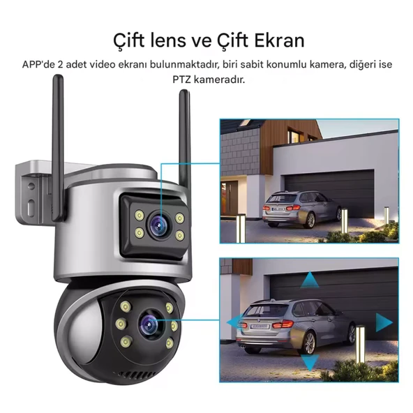 ViVa232 Wifi 6mp Dual Lens Ip 360° Akıllı Güvenlik Kamerası 128 GB Hareketli Kablosuz Gece Görüşü Kişi Takibi Türkçe Sesli Görüşme Dış Iç Kamera - 2