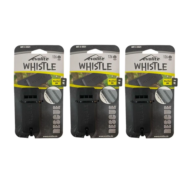 3 adet Evolite Rescue  E-5531 126 Db Deprem Düdüğü Siyah