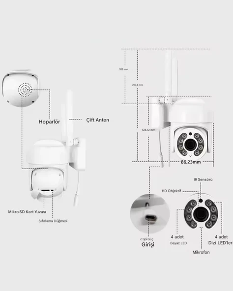 O-Kam 3011 PRO 2K 1080P Akıllı WİFİ Güvenlik Kamerası Hareketli Kablosuz, Gece Görüşü, Kişi Takibi, Türkçe Sesli Görüşme - 7