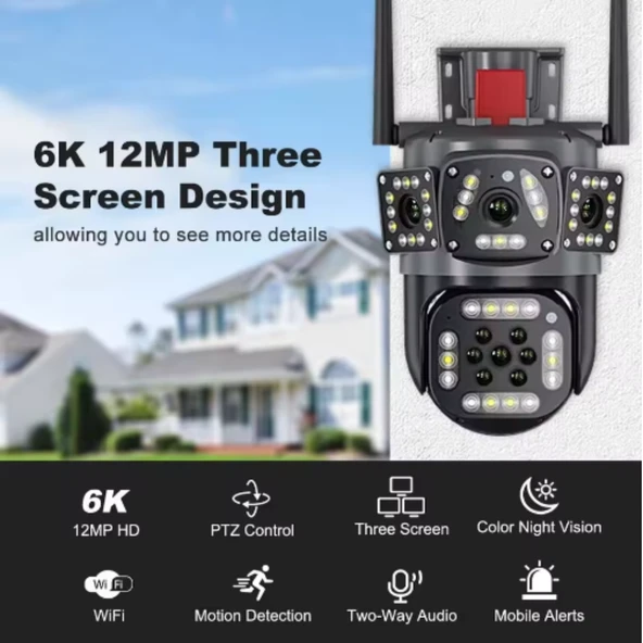 O-Kam 3017 Wifi 6mp Dual Lens Ip Güvenlik Kamerası 128 GB| Hareketli Kablosuz, Gece Görüşü, Kişi Takibi, Türkçe Sesli Görüşme Dış iç Kamera - 3