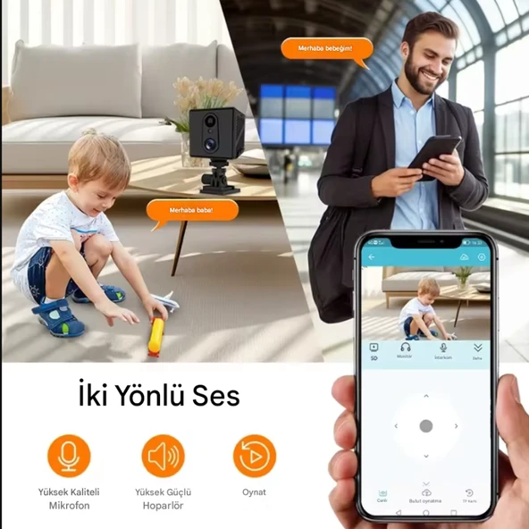 O-KAM 3036 Mini 4G Sim Kartlı Bataryalı IP Güvenlik Kamerası Gece Görüşlü (İç-Dış Mekan )Bebek Odası - 3
