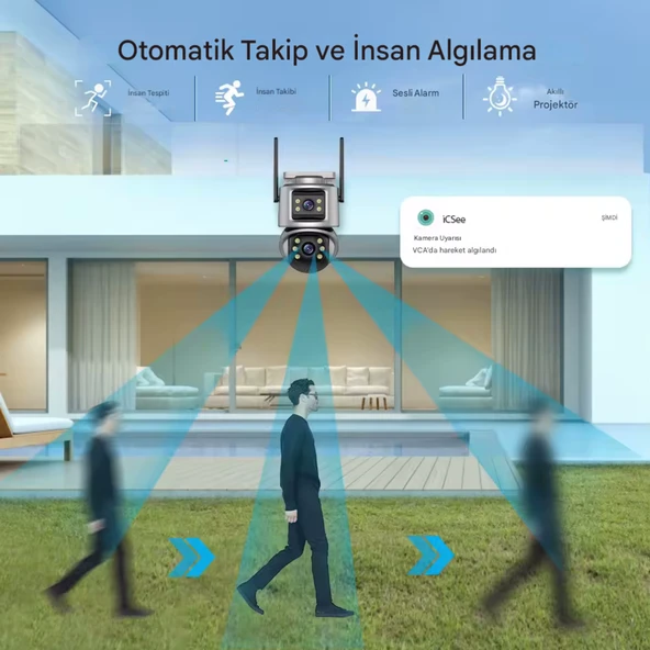 ViVa232 Wifi 6mp Dual Lens Ip 360° Akıllı Güvenlik Kamerası 128 GB Hareketli Kablosuz Gece Görüşü Kişi Takibi Türkçe Sesli Görüşme Dış Iç Kamera - 7