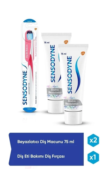 Beyazlatıcı Diş Macunu 75ml X 2 Adet + Diş Eti Bakımı Fırça