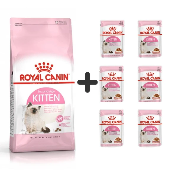 Royal Canin Kitten Yavru Kuru Kedi Maması 2 Kg + 6 Adet Yaş Mama
