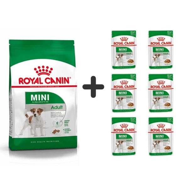 Royal Canin Mini Adult Köpek Maması 4 kg + 6 Adet Yaş Mama