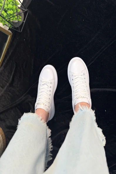 Günlük Unisex Spor Ayakkabı Vegan Deri Bağcıklı Hafif Kalın Yüksek Taban Yürüyüş Sneaker 999 - 3