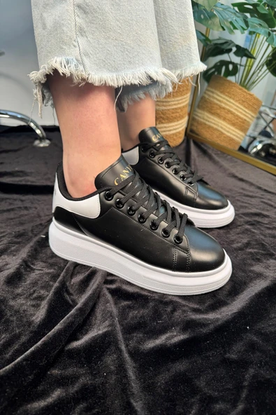 Günlük Unisex Spor Ayakkabı Vegan Deri Bağcıklı Hafif Kalın Yüksek Taban Yürüyüş Sneaker 999 - 5