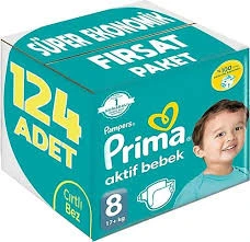 Prima Bebek Bezi Aktif Bebek 8 Beden 17+ Kg 4 X 31 124 Adet - Resim 2