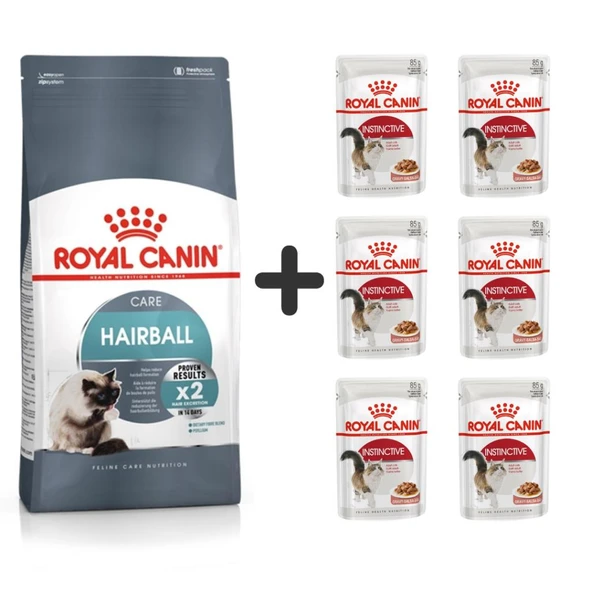Royal Canin Hairball Care Kedi Maması 2 kg + 6 Adet Yaş Mama