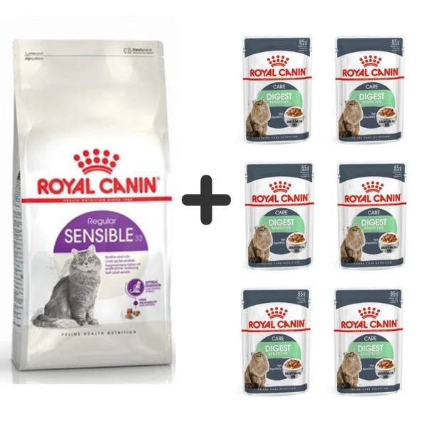 Royal Canin Sensible 33 Kuru Kedi Maması 2 kg + 6 Adet Yaş Mama ürün görseli 1