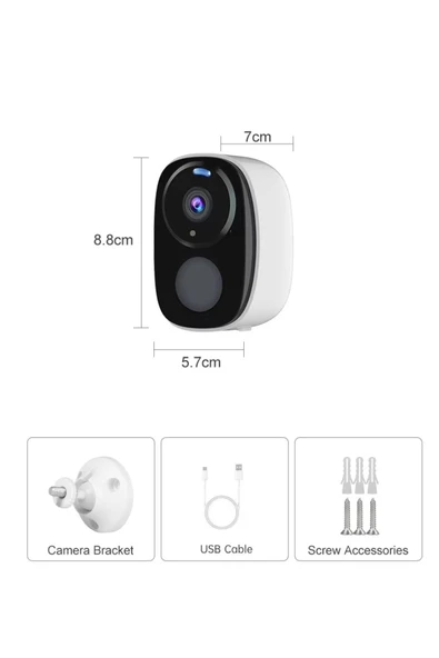 O-KAM 3033 2K WiFi Şarjlı 128GB Akıllı Güvenlik Kamerası Su Geçirmez Gece Görüşlü Bebek Odasıİç ve Dış Mekan Kullanım - 8
