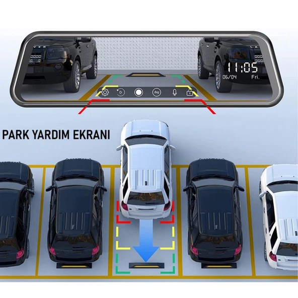 CC-63 Araç İçi Dikiz Aynası Kamerası – 128GB, 10” Tam Ekran Full HD, Park Modu, Geri Görüş Kamerası Türkçe - 4