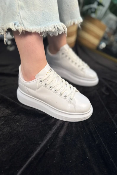 Günlük Unisex Spor Ayakkabı Vegan Deri Bağcıklı Hafif Kalın Yüksek Taban Yürüyüş Sneaker 999