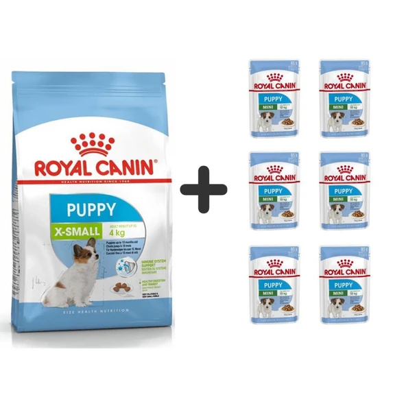 Royal Canin X-Small Puppy Küçük Irk Yavru Köpek Maması 3 Kg + 6 Adet Yaş Mama