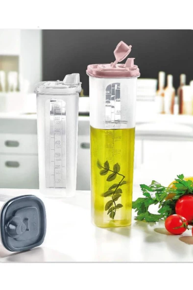 Flora Yağlık Sosluk Şişesi Yağdanlık 1000ml ve İnce Elekli Yağ Süzgeci 2’li Seti - 2