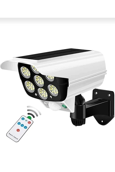 Sahte Kamera Görünümlü 77 Ledli Sensörlü Kumandalı Solar Bahçe Lambası - 3