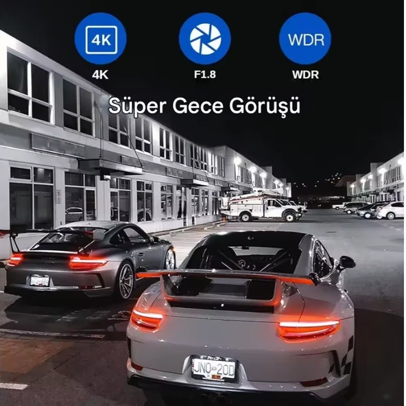K17 4K UHD WiFi GPS Araç İçi Kamera 128GB Dahil IR Gece Görüş, Çift Lens (Ön-Arka-İç) Dashcam Kayıt - 6