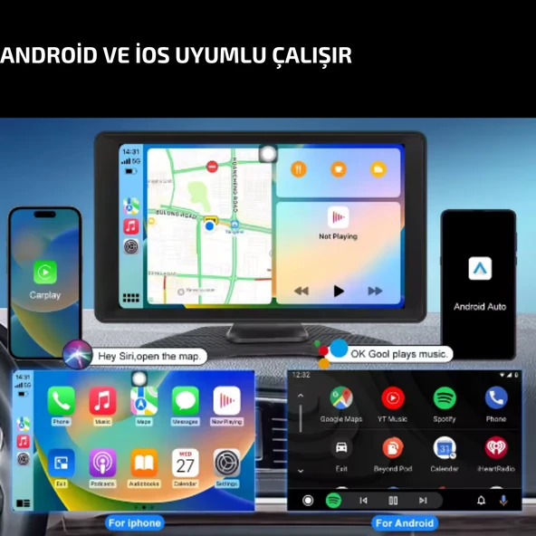 MPIA 4K CarPlay Araç İçi Kamera  | 7'' Ekran | Ön & Arka Döngü Kayıt | Android & iPhone Uyumlu M88D - 3