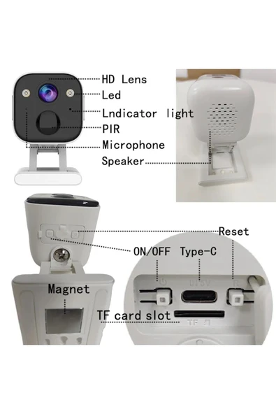 O-KAM 3030 2K WiFi Şarjlı 128GB Akıllı Güvenlik Kamerası Su Geçirmez Gece Görüşlü Bebek Odasıİç ve Dış Mekan Kullanım - 6