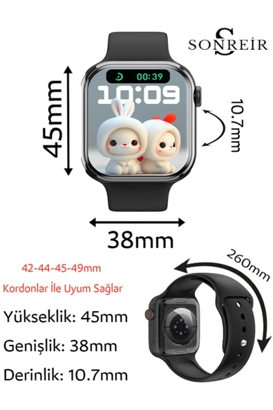 Watch 8 Gold 2.0 Inç Amoled Ekran Spor 2 Kordonlu Krem-bej Akıllı Saat Iphone Huawei Xiaomi Uyumlu 9 - 4