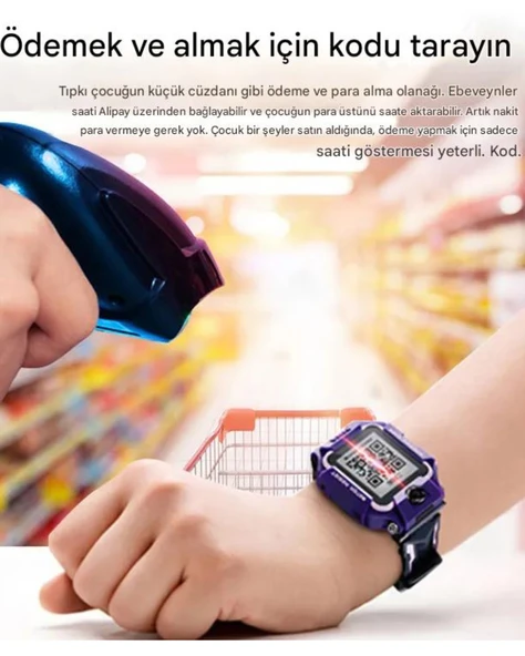 Watch Kameralı GPS Takipli Akıllı Çocuk Saati SIM Kartlı Ortam Dinleme iPhone Huawei Android iOS 8 9 Mor - 6