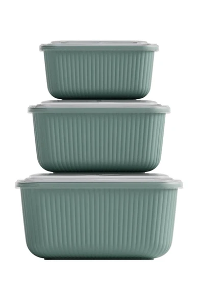 Flora 3’lü Erzak Gıda Saklama Kabı, Buzdolabı Düzenleyici Organizer 3’lü Set (600ml,1100ml,1800ml) - 11