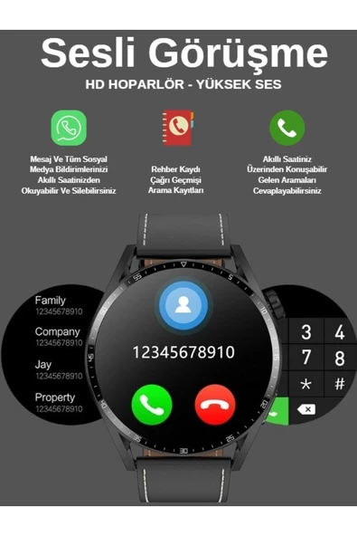 Yeni Spor Watch Gümüş Klasik Erkek Akıllı Saat Arama Yapan Nfc Android&ios Iphone Huawei Uyumlu 8 - 2