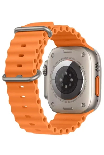 Ocean Loop Turuncu Silikon Kordon 42,44,45,49mm Watch Uyumlu 7,8,9,10,ultra Akıllı Saat Kordon