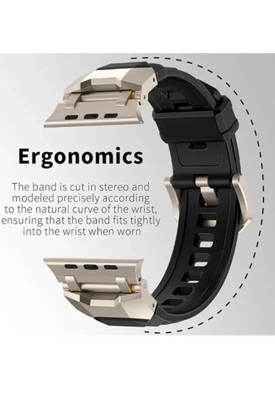 Apple Watch Uyumlu Edition Keskin Kanat Loop Silikon Kordon 7,8,9,10,SE,Ultra 42,44,45,46,49mm - 3