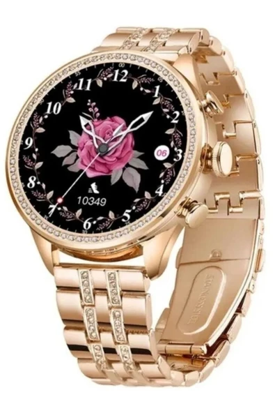 Watch Gen9 Diamonds Taşlı Gold Kadın Akıllı Saat Sesli Görüşmeli Spor,Nfc,Gps İphone Huawei Uyumlu 8