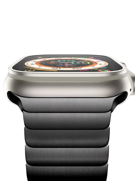 Apple Watch Uyumlu Siyah Paslanmaz Çelik Bilezik Akıllı Saat Kordonu 45-49mm Series 7, 8, 9, 10, SE, Ultra - 2