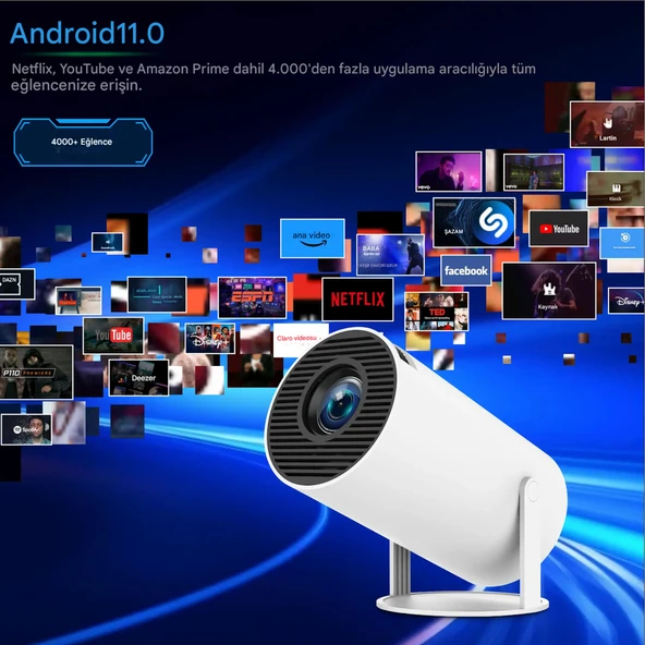 HY300Pro Akıllı Projeksiyon Cihazı Android 11 Taşınabilir 1080P Ev Sineması WiFi Bluetooth Destekli - 2