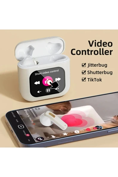 TWS K1 Akıllı Bluetooth Kulaklık ENC Dokunmatik Ekranlı 8GB Hafıza Sesli Görüşme Kulak İçi Kulaklık - 5