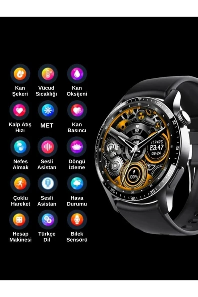 Yeni Spor Watch Gümüş Klasik Erkek Akıllı Saat Arama Yapan Nfc Android&ios Iphone Huawei Uyumlu 8 - 7