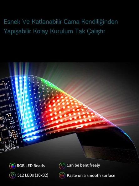 10x35cm Matrix Esnek LED Ekran Şeytan Gözler-Yazı Bluetooth Telefon Kontrollü Araba-Dükkan-Kamyon - 11
