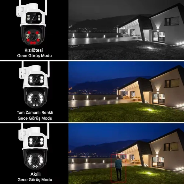 6MP Dual Lens Akıllı WiFi Güvenlik Kamerası Gece Görüşü Hareketli PTZ İnsan Takibi Sesli Alarm 3012 - 7