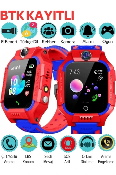 Watch GPS Sim Kartlı Akıllı Çocuk Takip Saati Konum Takibi ,Acil Sos Arama,Kameralı Akıllı Saat  8-9