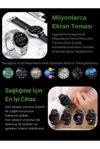 Yeni Watch Spor Erkek Amoled Ekran Akıllı Saat Arama Yapan,nfc,gps,sağlık Iphone Huawei Uyumlu 8-9 - 7
