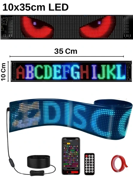 10x35cm Matrix Esnek LED Ekran Şeytan Gözler-Yazı Bluetooth Telefon Kontrollü Araba-Dükkan-Kamyon - 7