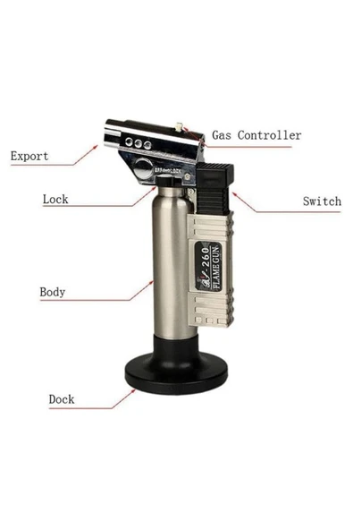 Metal Kasa Torch Pürmüz Çakmak 1300 Derece Isı Tabancası  Aşcı Pürmüzü Tıbbi Diş Pürmüzü  BS-261 - 7